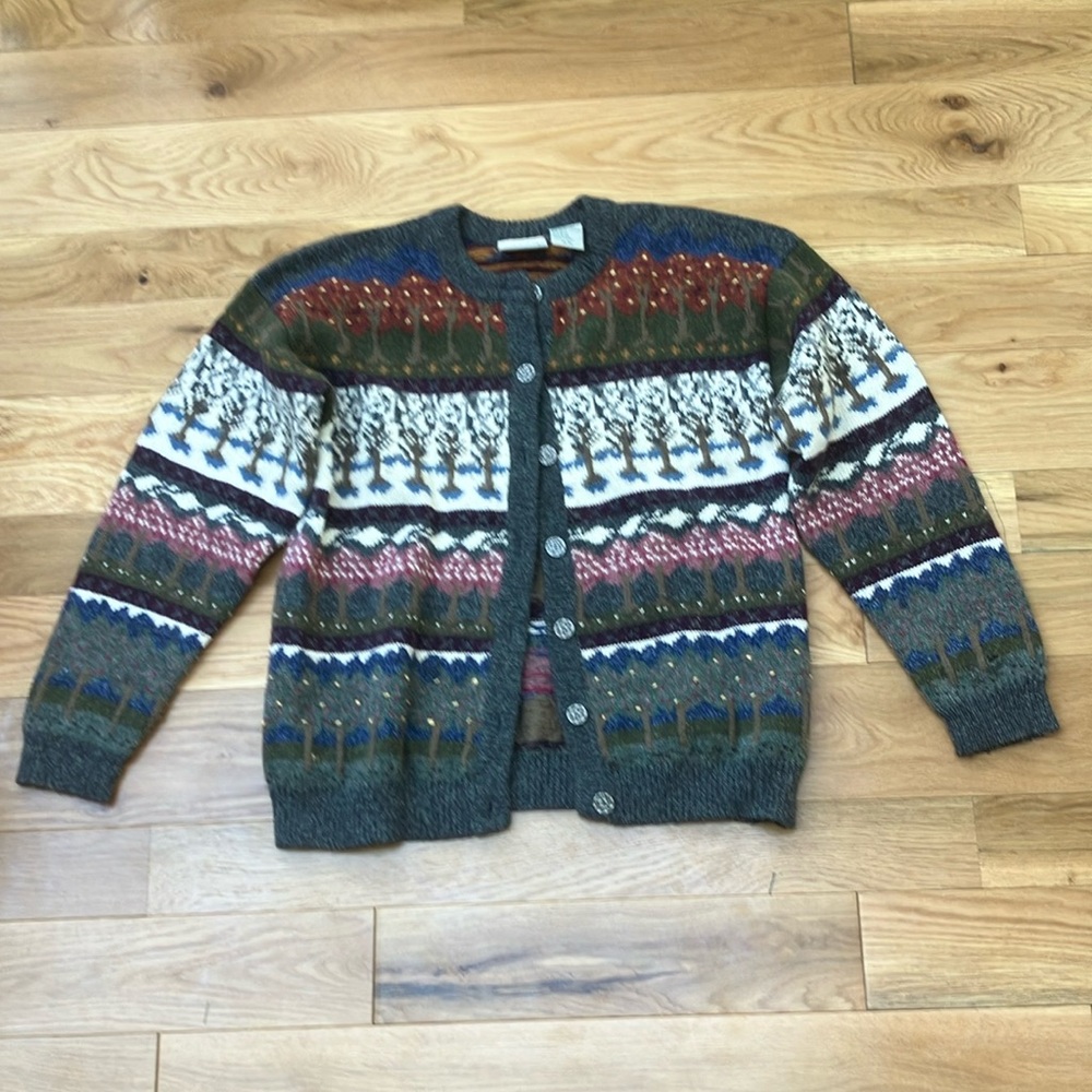 Northern Reflections Multicolor Cardigan Sweater wool/cotton Medium